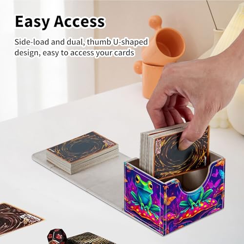 Stylish MTG Deck Box for 110+ Cards, Magnetic Commander Deck Case with Bonus Game Card Pouch, Durable Storage for TCG and Sleeved Magic Cards, Mushroom Frog - color: Mushroom Frog