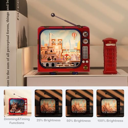Street View of Paris 3D Wooden Puzzle with LED Lights, DIY Craft Model Kit for Adults & Kids, Elegant Home Decor and Creative Gift Idea - style: Street View of Paris