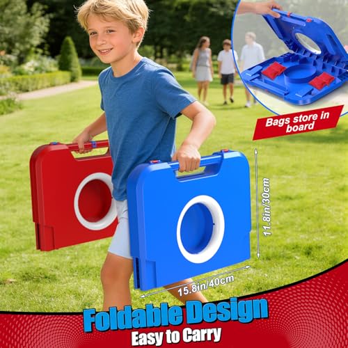 Light-Up Cornhole Board Set, Corn hole Sets with Sound Effects, 2 Foldable Boards & 8 Bean Bags, Portable Outdoor Toss game, Backyard Party Camping Toys Gifts for Kids,Teens,Family,Ages 6-12+