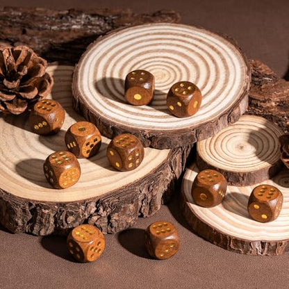 10PCS 6 Sided Dice Set 16mm Wooden D6 Game Dice for DND Board Games | Leather Storage Bag, DM Gift, for Dungeons and Dragons Role Playing Games - color: D6-brown G