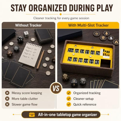 TTRPG Command Tray & Life Tracker | 0-999 Health Counter, 9-Slot Token Organizer, Level 4 Spell Tracker | Authentic Medieval Fantasy Tabletop Gaming Accessory