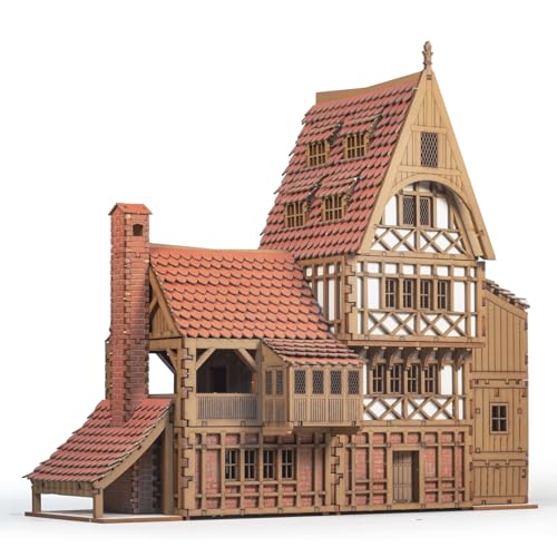 Guild Hall - DIY Wooden House Building Kit for Architecture & Engineering Assembly Set for Teens and Adult, Tabletop Games, Makes a Great Gift for who Like Creative Play - Realistic - color: Guild Hall