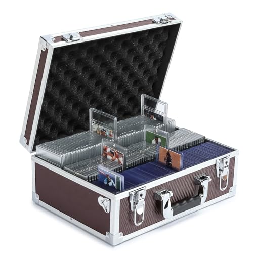 Collectable Trading Card Cases, Toploaders Storage Box, Magnetic Card Storage Hard Cabinet, Graded Card Storage Case, Sports & Trading Collector Storage Box (Coffee) - color: Coffee, size: Large