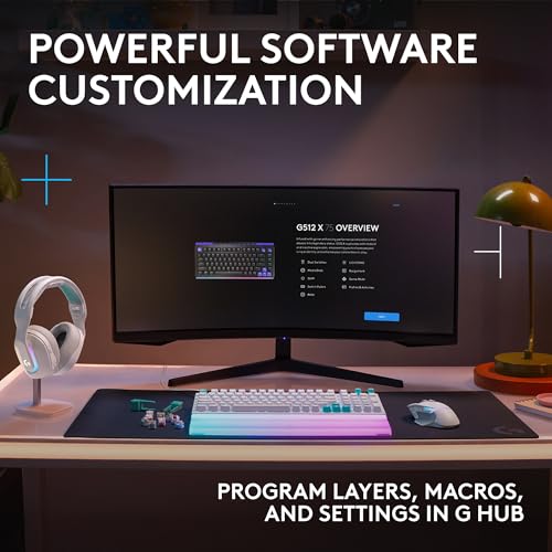 Logitech G512 X 98 TMR + Tactile Switch Mechanical Gaming Keyboard - White | Hot-Swappable 9x TMR Rapid Trigger + Tactile Mechanical Switches, Gasket, PBT Keycaps, <8K, LIGHTSYNC RGB, for PC & Mac - color: White, size: 98 percent, style: Tactile Switches