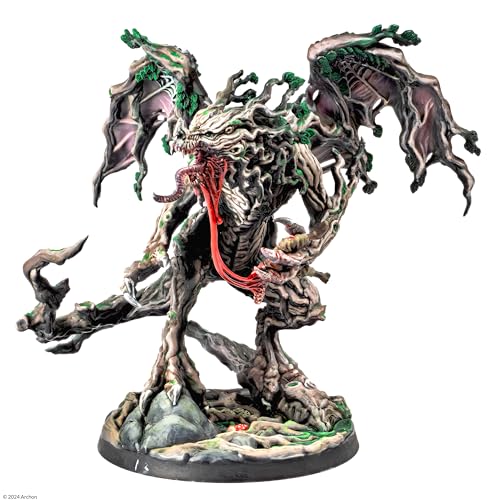 Dungeons & Lasers Mimic Dragon Miniature Figure - Tall 5" Height with Scenic Base - 5E Compatible for use with DND and Tabletop RPG Games - Highly Detailed and Unpainted