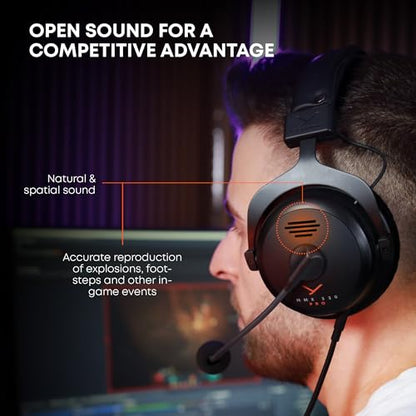 beyerdynamic MMX 330 Pro Open-Back Gaming Headset with Stellar.45 Driver and Condenser Microphone, Wired Gaming Headphone Suitable for PC, Gaming Console, PS, Switch. Handmade in Germany, Black