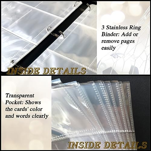 Trading Card Binder 900 Pockets, Soccer Card Binder Holder with 50 Removable Sleeves Fits 900 Sport Cards, Soccer Card Gifts Collector Album with Zipper Storage Display Case - size: 900 Pockets Soccer