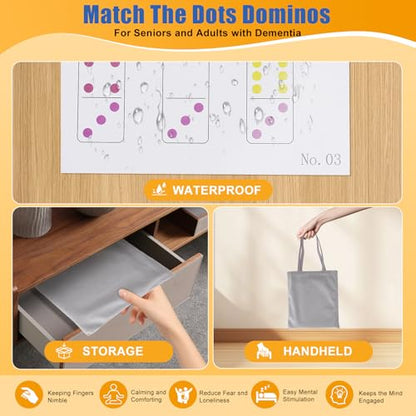 Match The Dots Dominos Memory Game for Seniors, Wooden Board Kit | Dementia activities, Memory Games & Cognitive Training, Elderly Therapy Products, Templates & Storage Bag