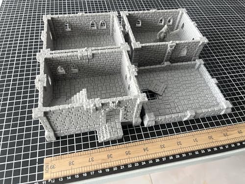 Medieval Castle Tabletop Terrain Set for 18mm & 28mm Miniatures – Paintable Wargame & Diorama Building Kit (3 Floors) - size: 3 Floors