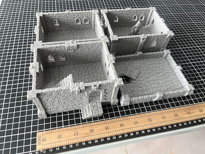 Medieval Castle Tabletop Terrain Set for 18mm & 28mm Miniatures – Paintable Wargame & Diorama Building Kit (3 Floors) - size: 3 Floors
