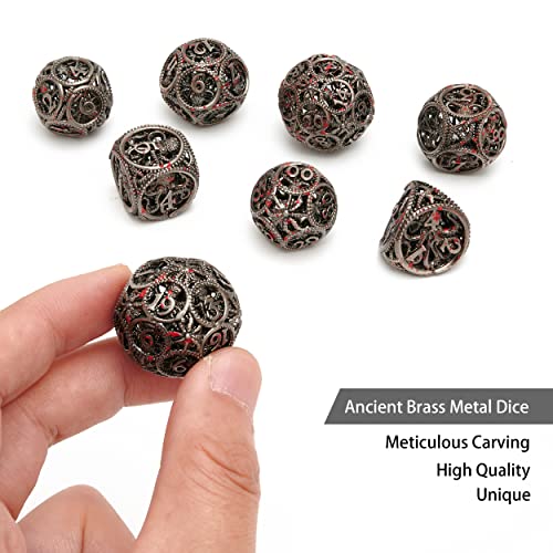 DND Dice,Hollow D&D Metal Dice,Unique Round Ball Design Octopus Dice with Gift Box for Dungeons & Dragon Gaming,7 PCs Steampunk Polyhedral D and D Dic (Ball Octopus Blood Spatter) - color: Ball Octopus Blood Spatter