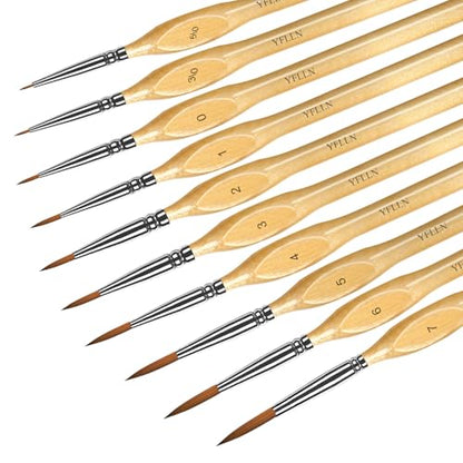 Miniature Paint Brushes Kit, Fine Detail Painting Brush Professional Tiny Paints Brush Set for Art Watercolor Oil Acrylic,Craft Models Rock Painting - size: 10PCS