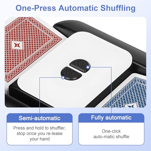 BEE&FLOWER Card Shuffler 2600mAh Rechargeable Auto-Stop Automatic Card Shuffler Low Noise Fits 1-2 Decks Compatible with Poker, UNO, Blackjack, Phase 10 | Black & White