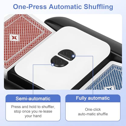 BEE&FLOWER Card Shuffler 2600mAh Rechargeable Auto-Stop Automatic Card Shuffler Low Noise Fits 1-2 Decks Compatible with Poker, UNO, Blackjack, Phase 10 | Black & White
