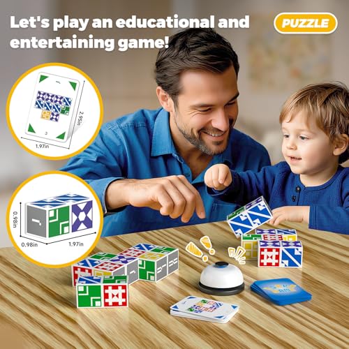 Family Matching Game for Kids & Adults, Block Puzzle Board Games for Boys & Girls Ages 6-8 8-12, 2+ Player Card Puzzles for Children 6+ Year Olds - size: Edition 1.0: 2-6 players