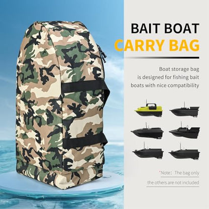 Asixxsix RC Bait Boat Storage Bag, 1000D Oxford RC Boat Remote Control Fishing Boat Cover Bag, 60 x 30 x 20cm, 24 x 12 x 8inch, Suitable for Most Bait Boats, Double Zipper - color: Camouflage