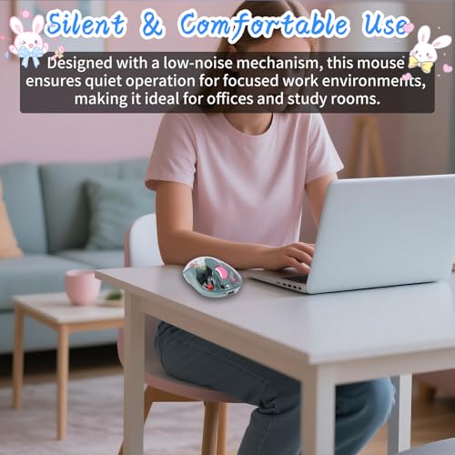 elec Space Cute Wireless USB C Mouse - Bluetooth Triple Mode Rechargeable Cartoon Mouse for Laptops, iPads & MacBook Air/Pro - Silent Operation, Portable Design, Unique Magnetic Character (Green) - color: green