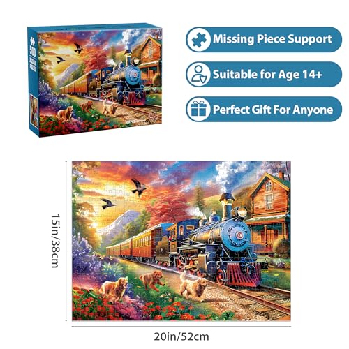 500 Piece Puzzles for Adults, Jigsaw Puzzles 500 Pieces, Dogs Puzzle 500 Pieces for Adults, Train Jigsaw Puzzle Funny Challenging, Great Gift for Family Friends, 21 x 15 in - style: Train Puzzle