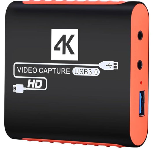 Capture Card for Nintendo Switch with 4K Pass-Through, USB3.0 1080P 60FPS HDMI Video Cam Link Game Capture for Streaming, Work with Xbox PS4 PS5 PC DSLR for OBS Twitch Live Broadcasting and Recording - color: Orange