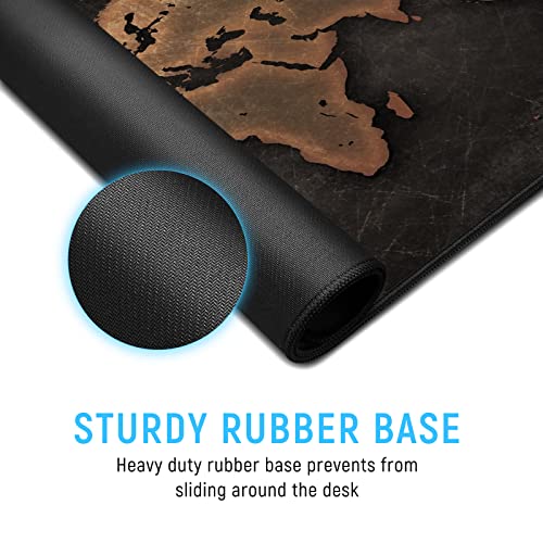 JIALONG Large Gaming Mouse Pad, XXL Desk Mousepad with Stitched Edges, Non-Slip Base Keyboard Pad for Gamer, Office & Home Retro Map - color: Retro Map