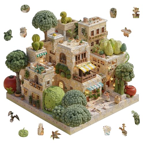 Wooden Puzzles for Adults, Micro Garden Sping Puzzles 500 Pieces | Wood Puzzles Adult, Unique Shaped Art Jigsaw Puzzles, Creative Gift for Family Game 16.5 x 16.5 IN - color: Micro Garden, size: Large
