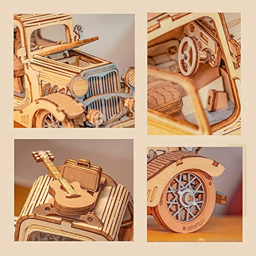 Rowood 3D Puzzles for Adults, Vintage Car Wooden Model Kits to Build, DIY Adult Craft Kit - style: Vintage Car
