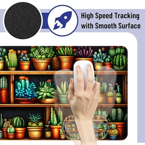 Large Mouse Pad and Keyboard Wrist Rest, Desk Pad for Keyboard and Mouse, 4-in-1 Large Gaming Mouse Pad with Wrist Support, Desk Mat for Home Office Study Game,Cactus and Succulents - color: Cactus and Succulents