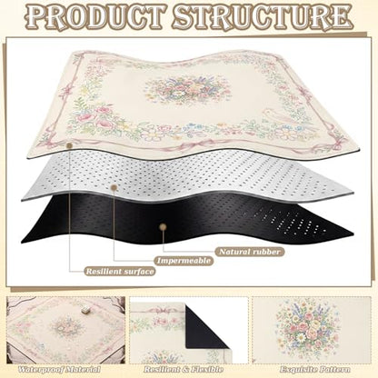 Thenshop Mahjong Mat Thickened Anti-Slip Game Mat with Drawstring Carrying Bag, 31.5" x 31.5" Waterproof Noise-reducing Table Cover for Mahjong, Poker, Card Games, Dominoes(European Style) - style: European Style