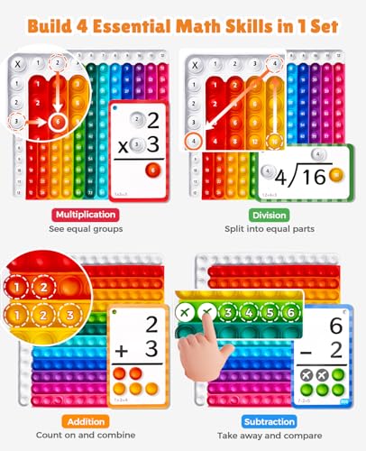 JoyCat 288 Math Flash Cards & Leanring Chart, 4 Operations, Ages 4-8 | Double-sided flash cards and chart with bag, support home practice, math centers and classroom review
