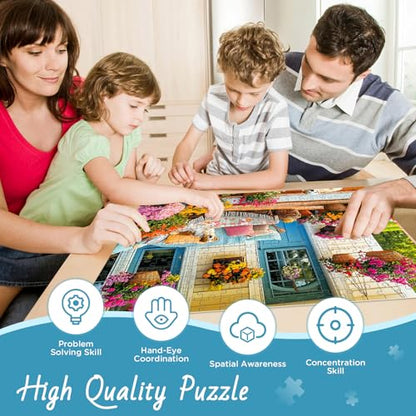 300 Piece Puzzles for Adult, Colorful Flower and Cute Puppy Jigsaw Puzzle - style: House and Puppy