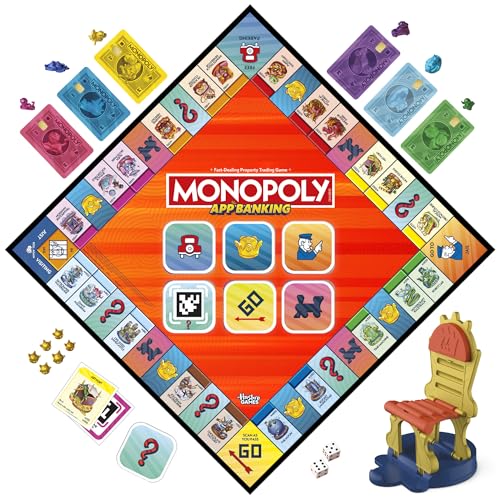 Monopoly App Banking Board Game | App-Enabled Game | Links to Smart Devices | Ages 8+ | 2 to 6 Players | 45 Mins. | Family Games for Kids