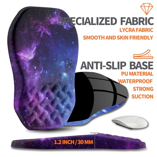 Ergonomic Slope Mouse Pad Wrist Support, Wrist Rest Mousepad for Carpal Tunnel Pain Relief with Massage Bulge and Slow Rebound Memory Foam (12x8 inch, Galaxy) - color: Am006-galaxy