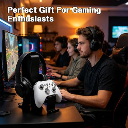 2 in 1 Universal Headphone Stand & Game Controller Holder | Wave-Shaped Universal Headset Organizer, Compatible with All Over-Ear Headphones & Xbox/PS/PC Controllers