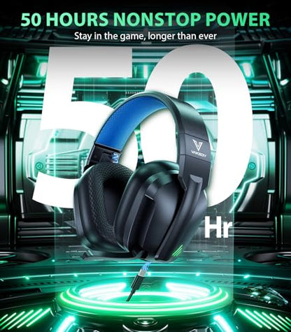 Vakedy Wireless Gaming Headset for PS5, PS4 & PC, 20ms Ultra-Low Latency, 2.4GHz USB & BT 5.4, Noise Canceling Mic, 50H Battery, Compatible with Switch, Mac & Mobile, Ideal for Fortnite & Call of Duty - color: Onyx Blue