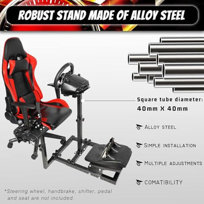 Supllueer Racing Wheel Stand Fit for Logitech G25 G27 G29 G920, for Thrustmaster T300RS T500RS, Racing Simulator Game Stand without Steering Wheel Pedal Shifter