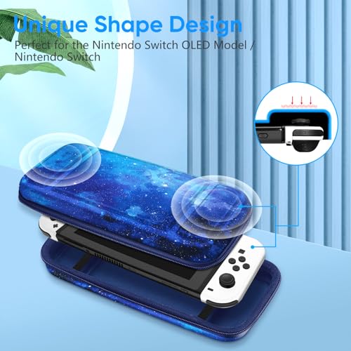 FINTIE Carrying Case for Nintendo Switch / Switch OLED Model (2021) | Shockproof, Hard Shell Protective Cover, Portable Travel Storage Bag, 10 Game Card Slots & Inner Pocket - color: starry sky