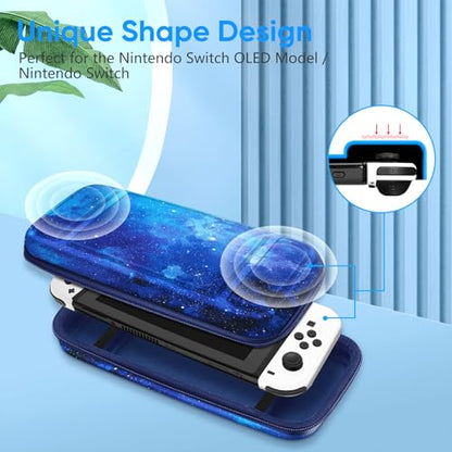 FINTIE Carrying Case for Nintendo Switch / Switch OLED Model (2021) | Shockproof, Hard Shell Protective Cover, Portable Travel Storage Bag, 10 Game Card Slots & Inner Pocket - color: starry sky