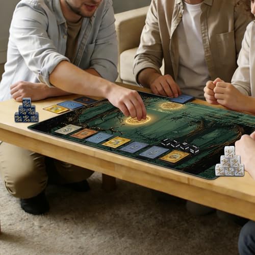 Ultimate TCG Battle Set: 24"x14" Stitched Fantasy Playmat, 16 Dice & Carry Bag – Non-Slip 2mm Rubber Card Game Mat for Trading Card Games (Midnight Swamp, Classic Series) - color: Midnight Swamp, size: CLASSIC SERIES