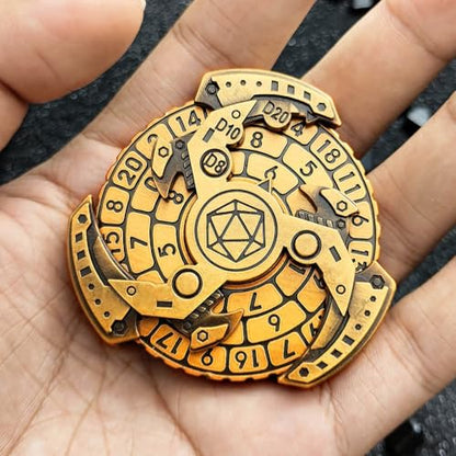 7-in-1 Spinner DND Dice Set, Rotate Metal Rotate Dungeons and Dragons DND Compass Dice, Cool RPG Role Playing Table Game Dice（Gold） - color: Mechanical -Gold