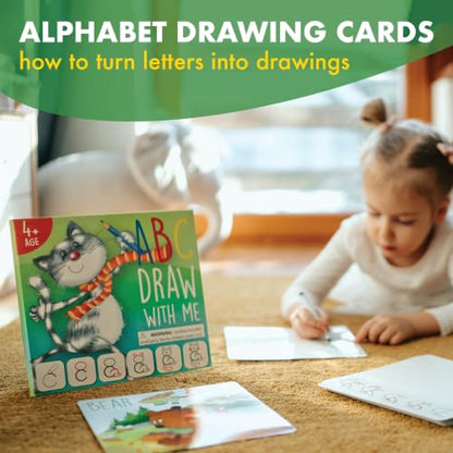 Learn to Draw ABC Letters: Crafts & Art Supplies for Kids Ages 3-6, Gift | How to Draw, Letter Tracing Cards, Handwriting Practice, Alphabet Flashcards, Birthday Gift for 4 Year Old Girl Boy