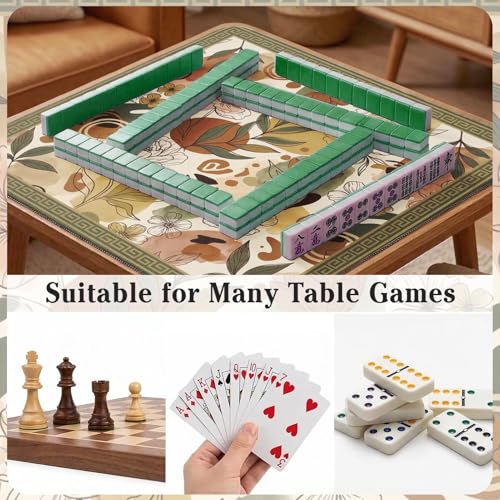 Britimes Mahjong Mat with Black Carrying Bag,31.5"x31.5", Boho Floral | Non-Slip Noise Reduction Gaming Mat Rubber Multi Purpose Game Table Cover for Mahjong Card Dominoes Board Tile Games - color: Boho Flowers