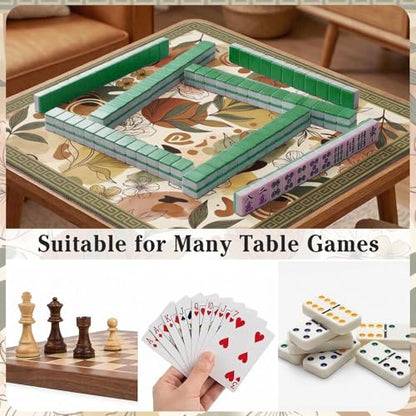 Britimes Mahjong Mat with Black Carrying Bag,31.5"x31.5", Boho Floral | Non-Slip Noise Reduction Gaming Mat Rubber Multi Purpose Game Table Cover for Mahjong Card Dominoes Board Tile Games - color: Boho Flowers