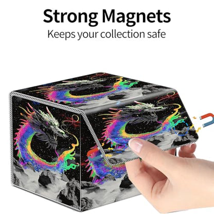 PU Leather Deck Box for MTG Commander Cards, Fits 100+ Double Sleeved Cards, Secure Magnetic Trading Card Storage Case for TCG CCG,Cyberpunk Neon Dragon - color: Cyberpunk Neon Dragon