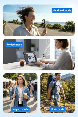 Portable Handheld Fan with Cooling Plate, Personal Fan with Retractable USB-C Cable, 6000mAh Rechargeable, Powerful 100-Speed Wind, LED Display,135° Adjustable-Cooling on Table/Neck/Travel/Camping - color: White