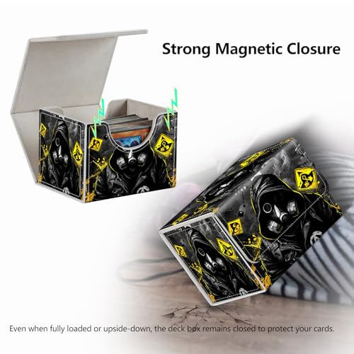 Strong Magnet MTG Playing Card Case Cover Commander Deck Box Creative Pattern Trading Card Storage Case for Collectible Games, A Black Hooded Man - color: A Black Hooded Man
