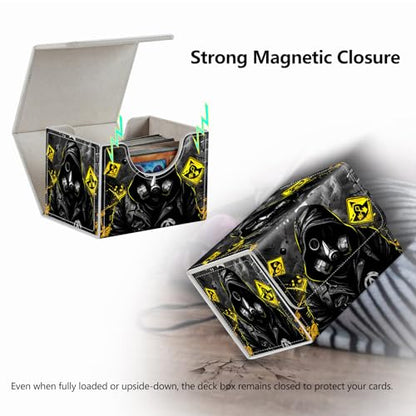 Strong Magnet MTG Playing Card Case Cover Commander Deck Box Creative Pattern Trading Card Storage Case for Collectible Games, A Black Hooded Man - color: A Black Hooded Man