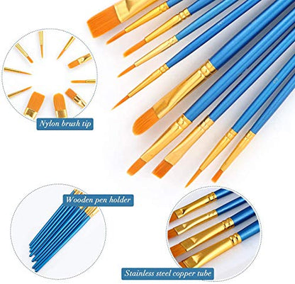 Acrylic Paint Brush Set, 50 Packs / 500 pcs Nylon Hair Brushes for All Purpose Oil Watercolor Painting Artist Professional Kits - size: 500pcs