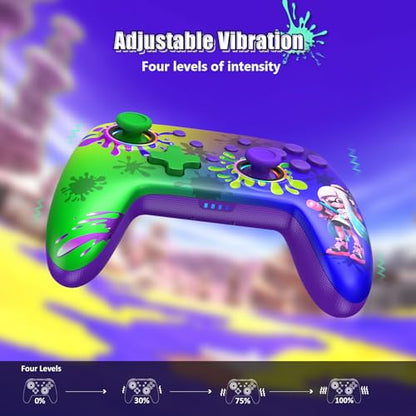NexiGo Wireless Controller (No Deadzone) for Switch 2 and Switch, Bluetooth Controllers for Nintendo Switch with Vibration, Motion, Turbo and LED Light (Inkling) - color: Inkling, style: Regular