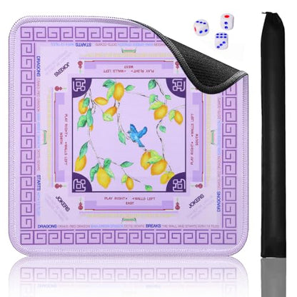 Jongyance Purple American Learning Mahjong Mat (33”x33”), Mahjong Mat for Table, Game Mat - color: Purple