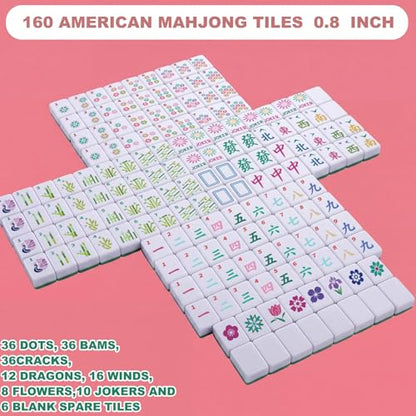 Soulchen Mini American Mahjong Tile Set Include 160 0.8 Inch Mahjong Tiles 2 Dice 4 Wooden Rulers 1 Accessory Bag 4 Beginner Rule Cards(Pastel) - style: Pastel